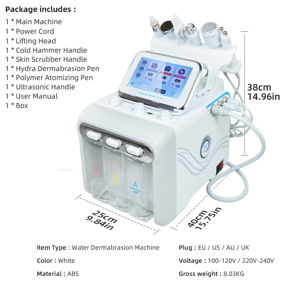 Hydro Water Jet Peel Hydrodermabrasion Machine 6 in 1 Facial Dermabrasion Hydra Skin Whitening Device Facial Skin Care Machine