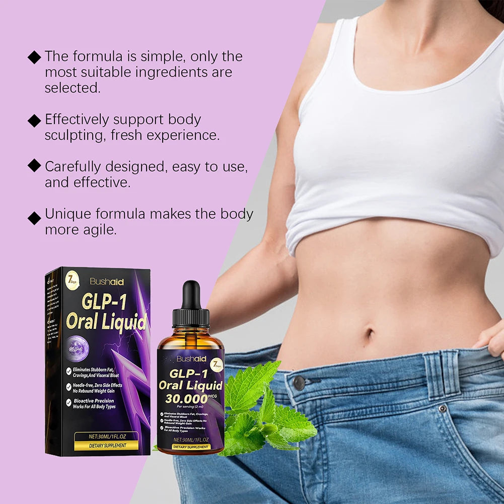 30ml GLP-1 Oral Liquid GLP 1 Peptide Complex Serum Weight Loss Supplements Natural Advanced Body Care Liquids Drops For Women