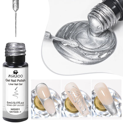 5ml Metallic Painting Liner Gel Nail Polish Set Gold Silver Pink Semi-Permanent Line UV Gel Varnish For Drawing French Nails