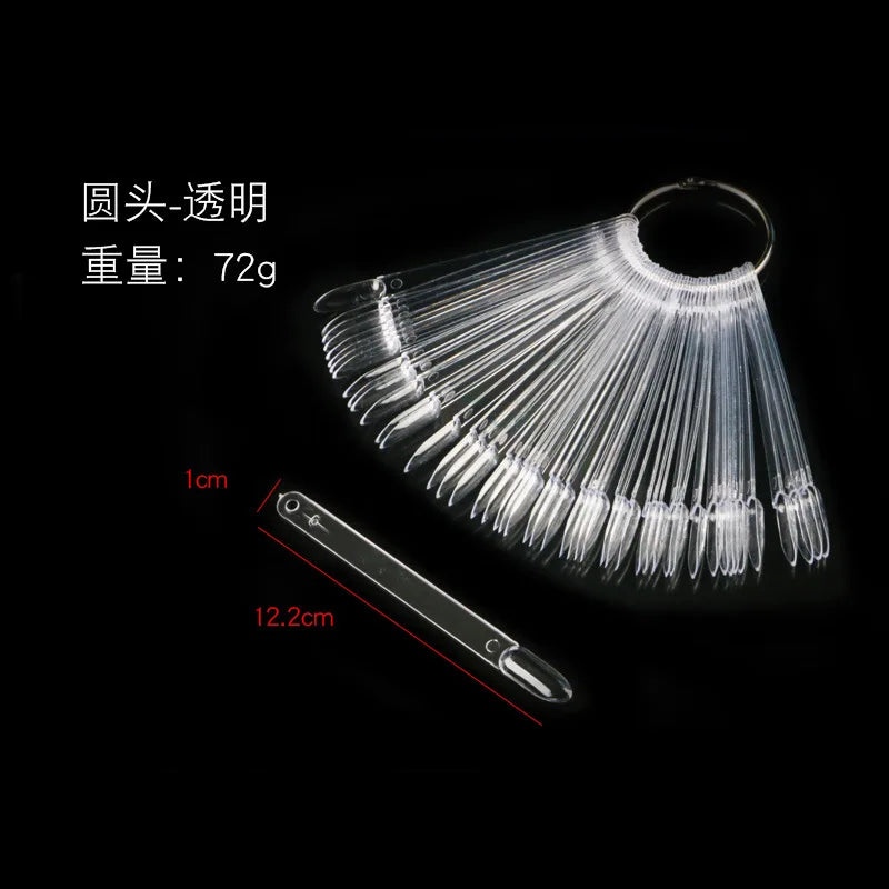 50Pcs/Set Nail Tips Colors Display Tools color plate practice nail plate fan-shaped Manicure Tools