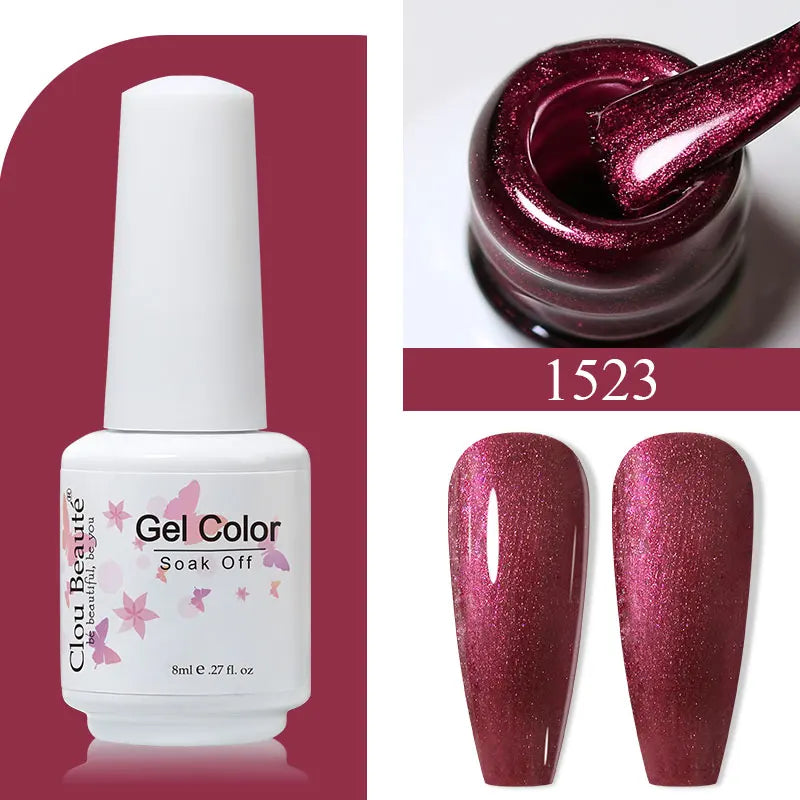 Clou Beaute 8ml Gel Polish Colorful Glitter UV Nail Gel Vernis Semi Permanent Glass Bottle Blue Green White Soak Off Gel Nail