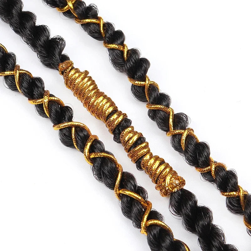 Dreadlock Braids Hair Accessories Silver Gold Braiding Hair Deco Styling Shimmer Stretchable African Braid Braided Elastic Cord