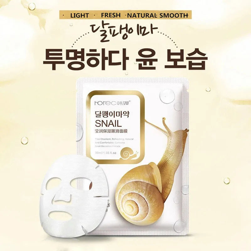 10/20/30pcs Snail Moisturizing Face Mask Anti-aging Anti Wrinkles Whitening Facial Masks Sheet Mask Skin Care Korean Cosmetics