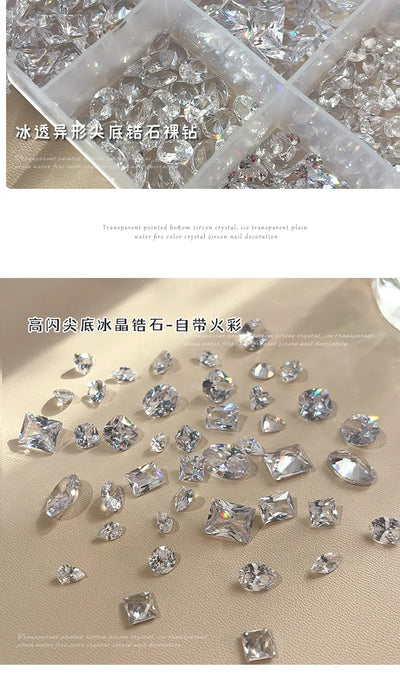 10-20PCS Super Sparkle Clear Translucent Zircon Nake Pointed Diamonds Nail Art Rhinestones Decorations Manicure Ornaments