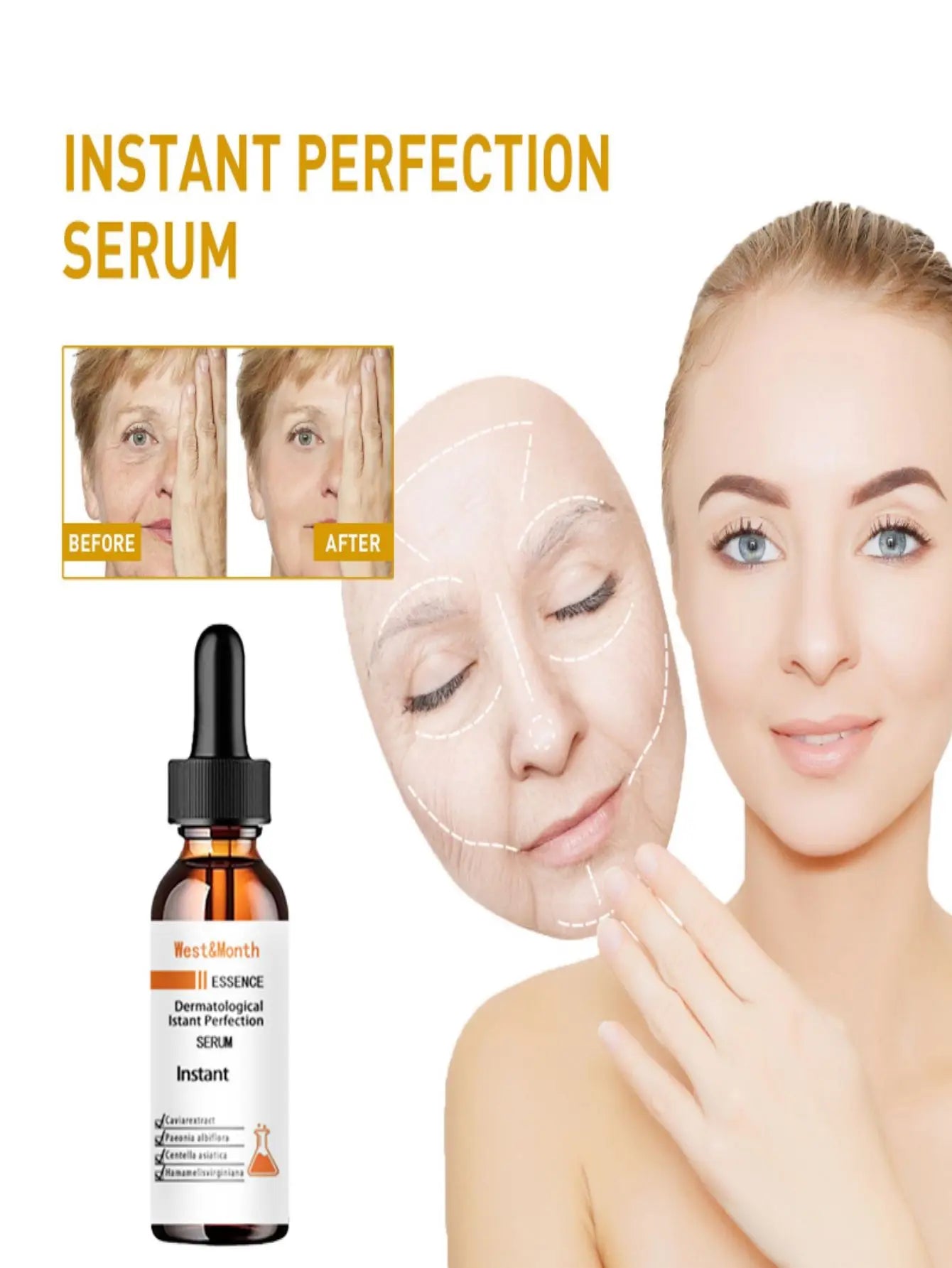 Wrinkle Remover Face Serum Lifting Firming Anti-Aging Fade Fine Lines Facial Essence Whitening Brighten Moisturizing Smooth Skin