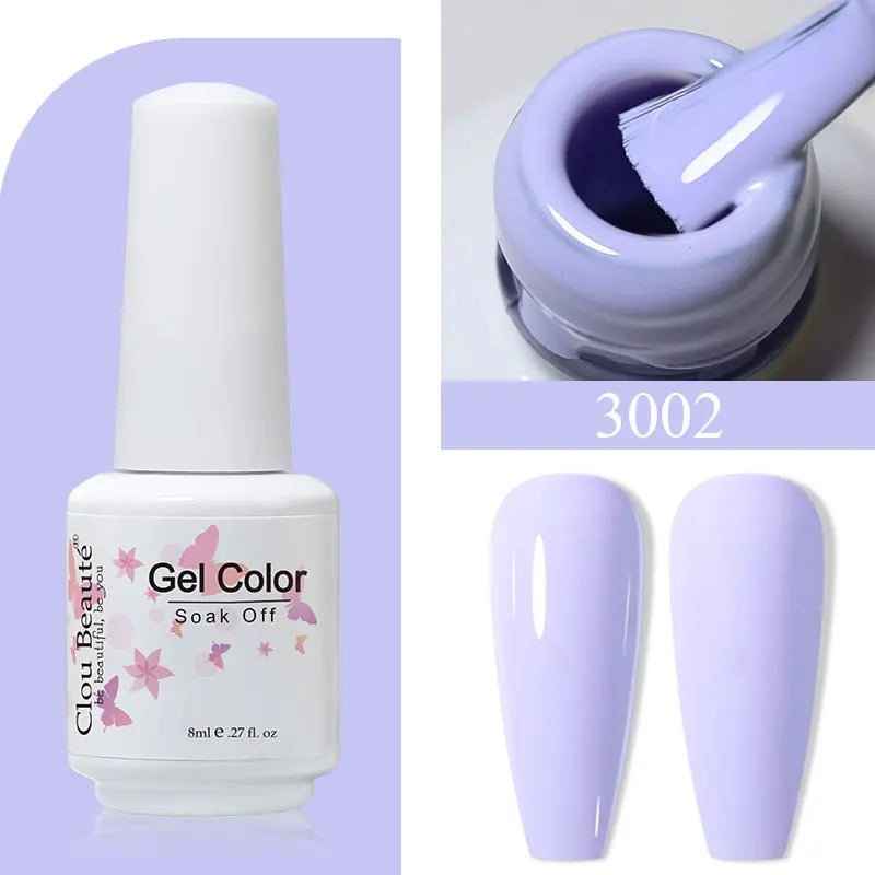 Clou Beaute 8ml Gel Polish Colorful Glitter UV Nail Gel Vernis Semi Permanent Glass Bottle Blue Green White Soak Off Gel Nail