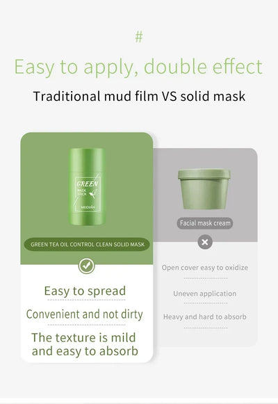 Green Tea Mask Stick Remove Blackheads Acne Deep Cleansing Purifying Clay Mask Oil Control Solid Mask Moisturizing Skin Care