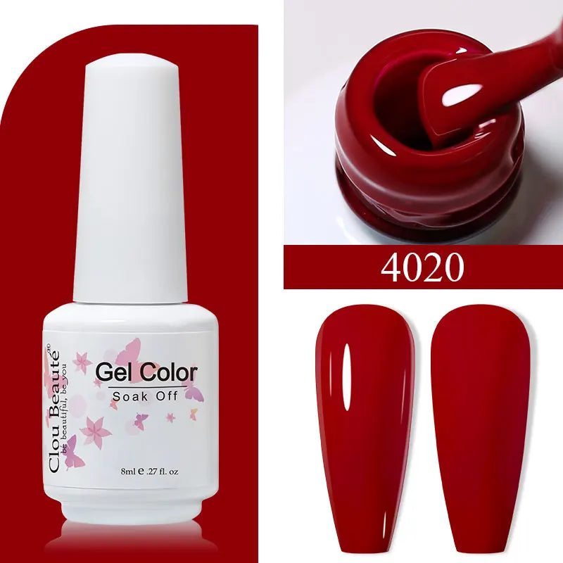 Clou Beaute 8ml Gel Polish Colorful Glitter UV Nail Gel Vernis Semi Permanent Glass Bottle Blue Green White Soak Off Gel Nail