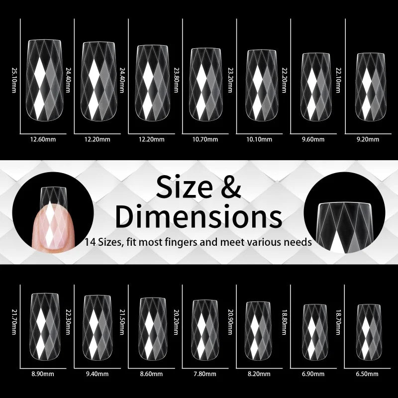 New 120/140pcs Square Almond Coffin Nail Extension Tips Natural Clear Full Cover Nails Dual Form Diamond Soft Gel Nail Tips