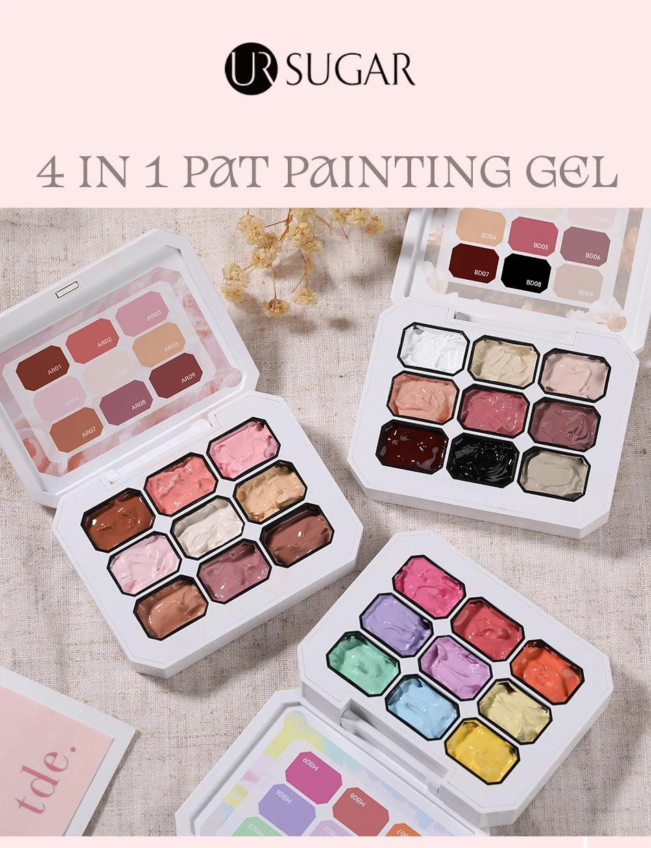UR SUGAR 9 Colors 4 In 1 Pat Painting Gel Y2K Gradient Blush Color Semi Permanent Soak Off UV&LED Gel Nail Art Creation Salon DI
