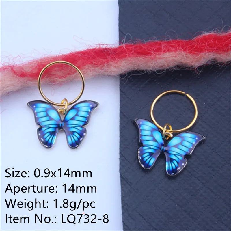 5pcs/bag Hair Braid Bead Butterfly Dreadlock Beads Ring Braiding Hair Sparkly Hair Styling Tool Bohemian Braid Hairs Accessories