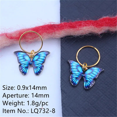 5pcs/bag Hair Braid Bead Butterfly Dreadlock Beads Ring Braiding Hair Sparkly Hair Styling Tool Bohemian Braid Hairs Accessories