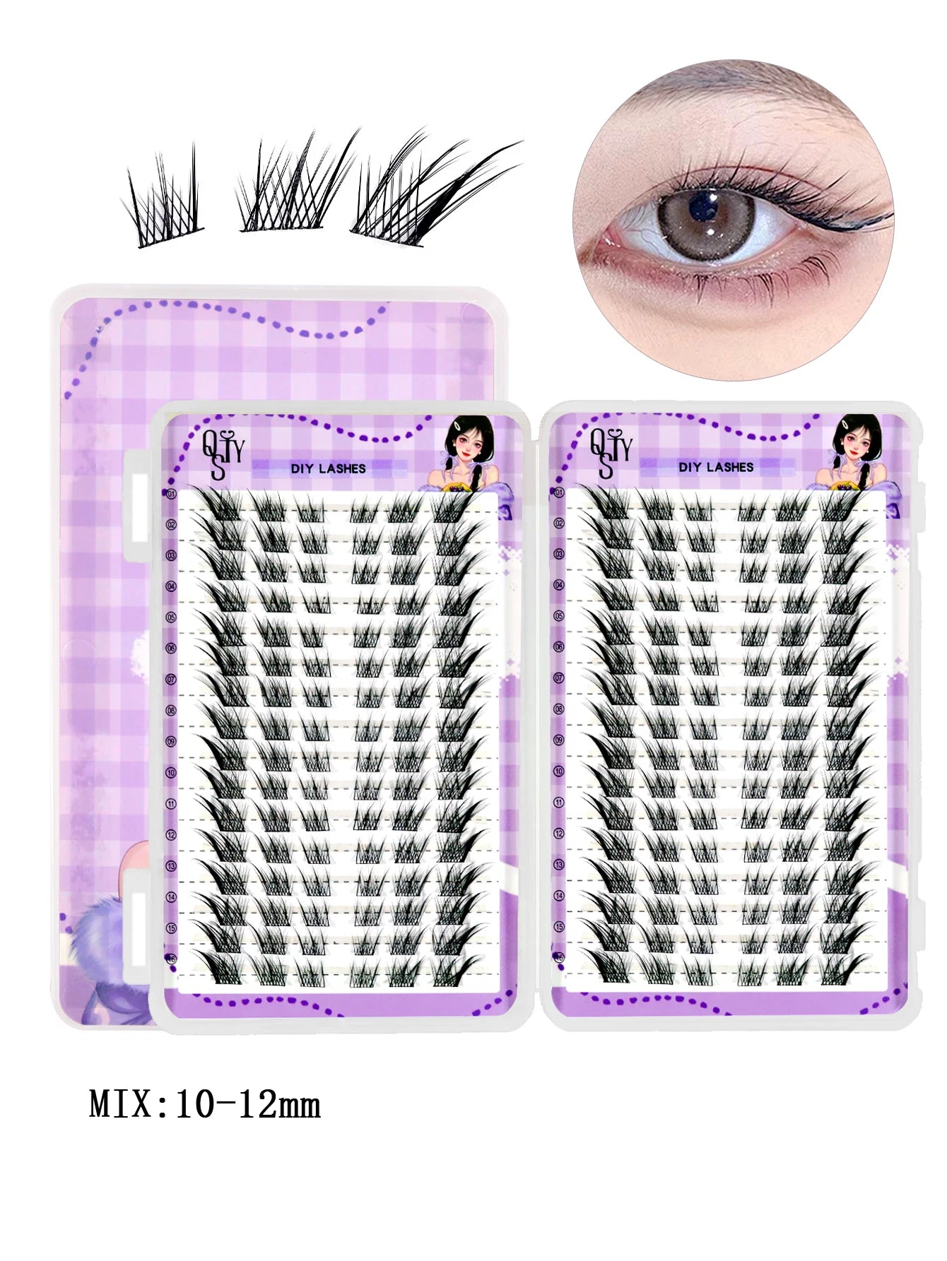 QSTY 32 Rows High Quality Beauty Eyelash Book Eyelash Extension 192-384 PCS Lash Cluster Individual False Eyelashes Clusters