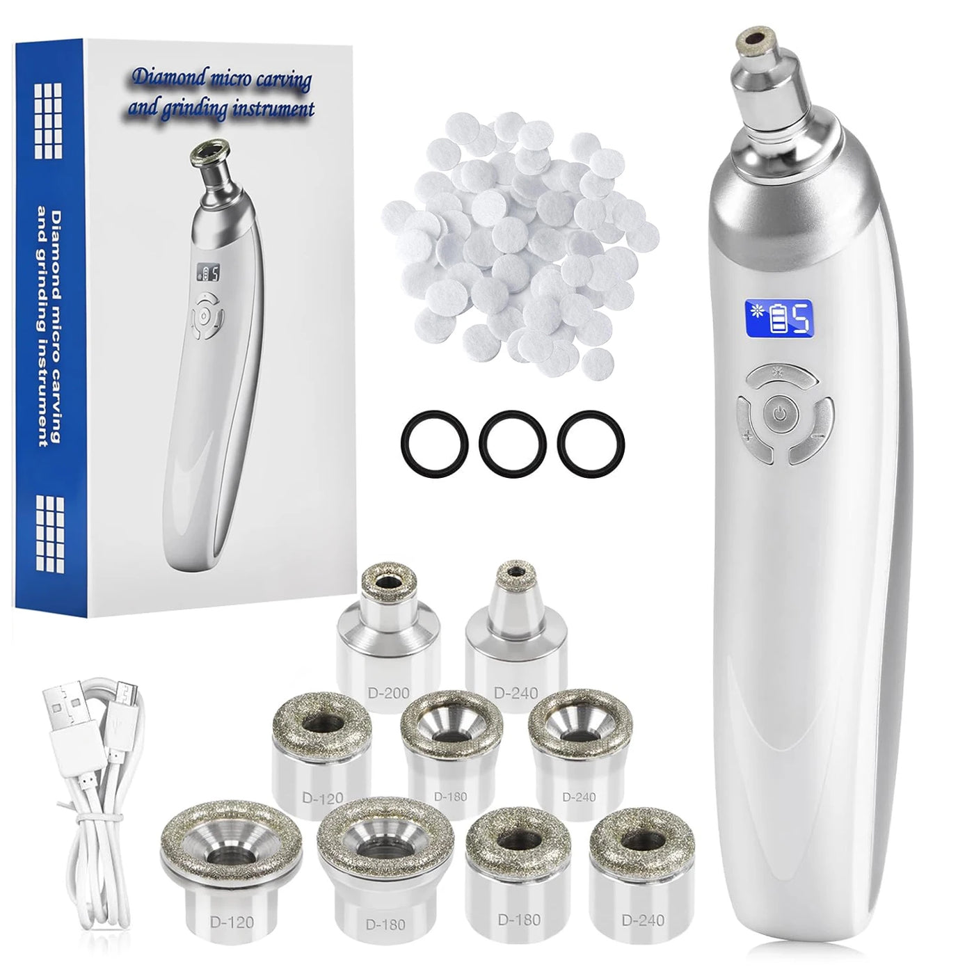 Portable Diamond Microdermabrasion Machine Facial Skin Care Blackhead Removal Beauty Device with Diamond Dermabrasion Tips