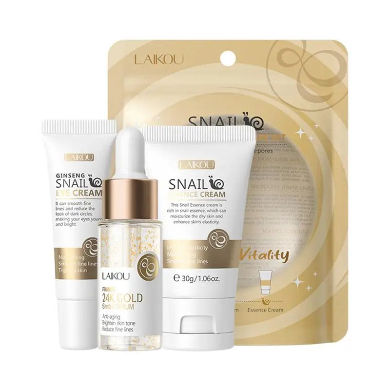 1set Snail Serum Essence Anti-aging Women Firming Tightening Repairing Cream Moisturizing Eye Cream Face Serum Skin Care Set