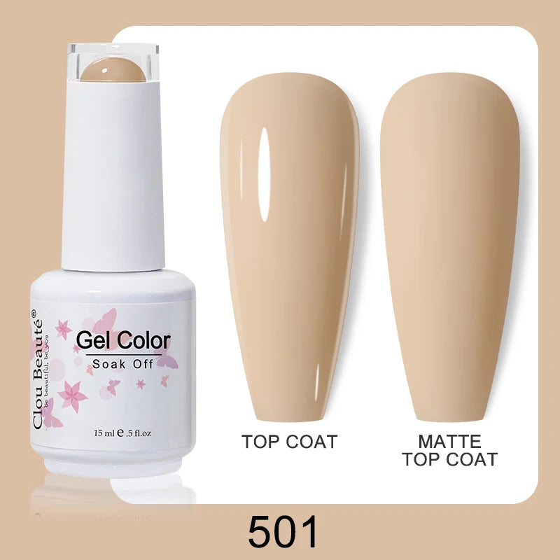 Clou Beaute Nail Gel Polish Kit 15ml Soak Off UVLED Nails Varnish Semi Permanent Nail Art Gels Lacquer Top Base Coat Gel Lacquer