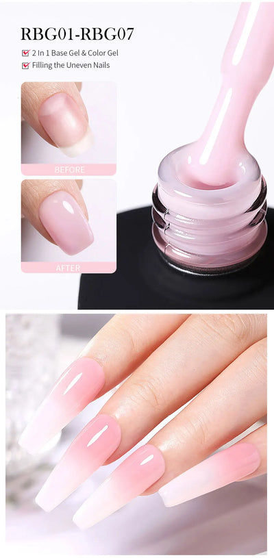 BORN PRETTY 15ML Milky Pink Rubber Base Gel Camouflage Color Coat Jelly White Nude Soak Off Nails Gels Varnish Self-leveling Gel