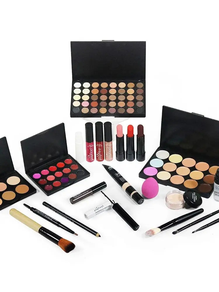 POPFEEL Beginner Makeup Set for Women，Complete Makeup Essentials Gift Kit with Eyeshadow Palette, Foundation, Concealer, Lipstic
