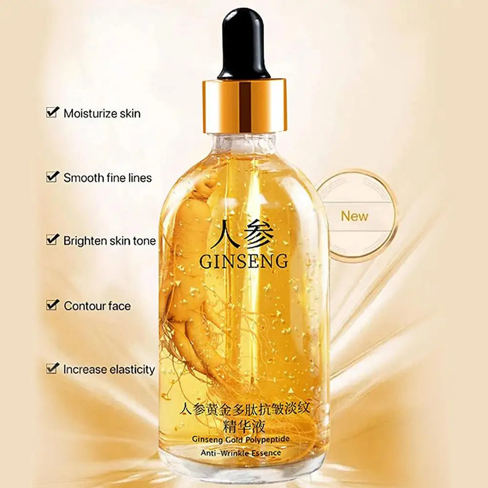 NEW 100ml/120ml Gold Ginseng Face Essence Polypeptide Anti-wrinkle Lightning Moisturizing Facial Serum Skin Care Products