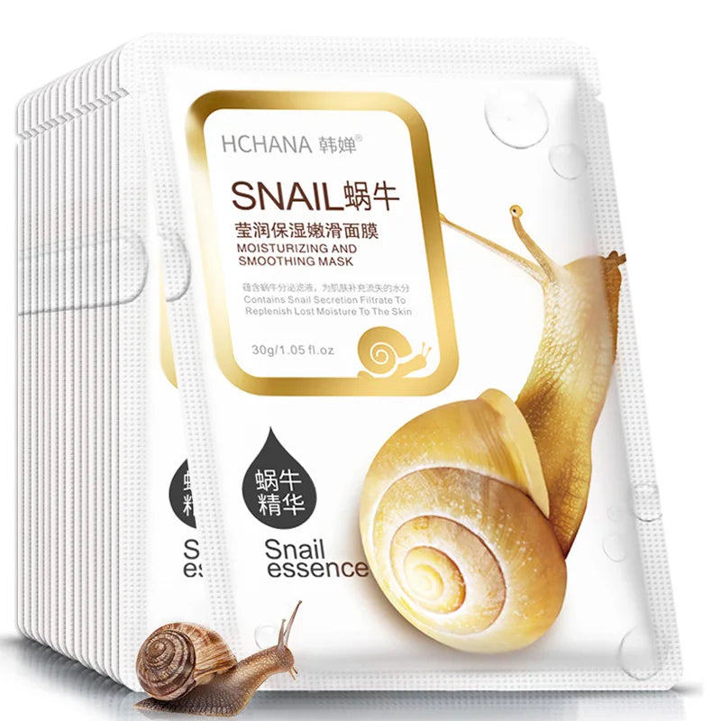 10/20/30pcs Snail Moisturizing Face Mask Anti-aging Anti Wrinkles Whitening Facial Masks Sheet Mask Skin Care Korean Cosmetics