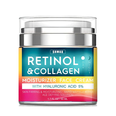 Collagen Cream for Face with Retinol and Hyaluronic Acid, Day Night Anti Aging Skincare Facial Moisturizer