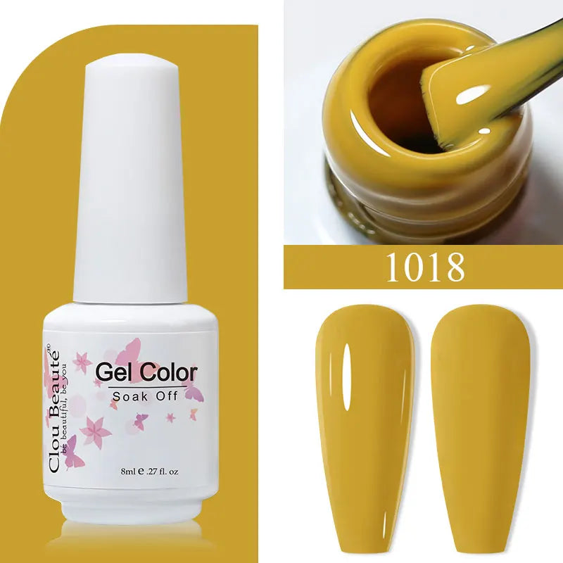 Clou Beaute 8ml Gel Polish Colorful Glitter UV Nail Gel Vernis Semi Permanent Glass Bottle Blue Green White Soak Off Gel Nail