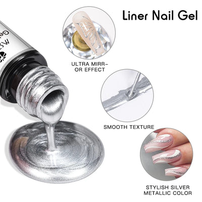 5ml Metallic Painting Liner Gel Nail Polish Set Gold Silver Pink Semi-Permanent Line UV Gel Varnish For Drawing French Nails