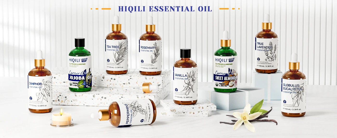 HIQILI 100ML Pure Sandalwood Essential Oil Lavender Jasmine Eucalyptus Peppermint Ylang Ylang Frankincense (Choose Scent)