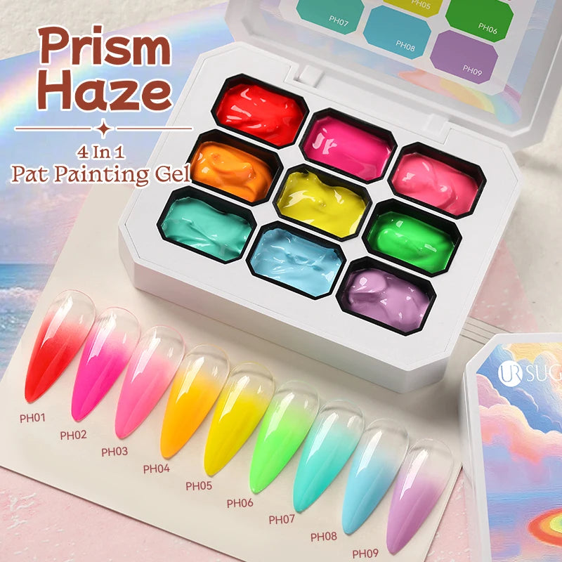 UR SUGAR 9 Colors 4 In 1 Pat Painting Gel Y2K Gradient Blush Color Semi Permanent Soak Off UV&LED Gel Nail Art Creation Salon DI