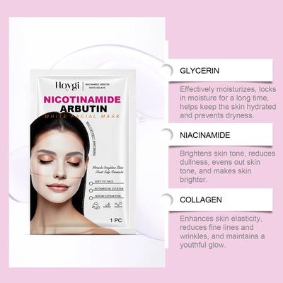 Niacinamide Arbutin Hydrating Mask Deep Hydrating Shrink Pores Firming Refreshing Brightening Facial Sheet Mask for Glowing Skin