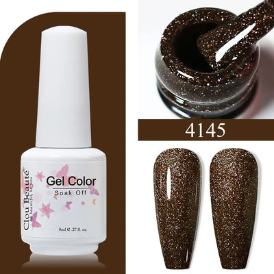 Clou Beaute 8ml Gel Polish Colorful Glitter UV Nail Gel Vernis Semi Permanent Glass Bottle Blue Green White Soak Off Gel Nail