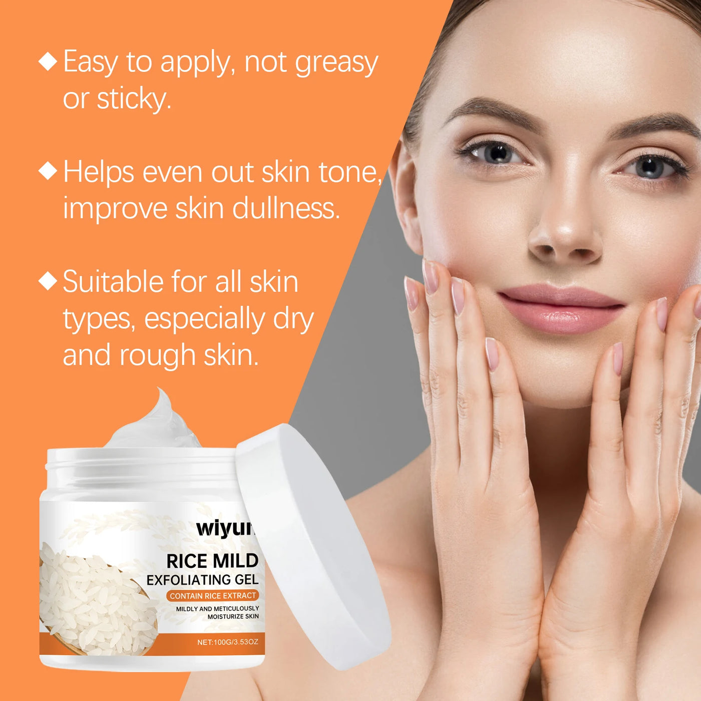 Rice Exfoliating Gel Face Oil Control  Purifying Face Pores Shrinking Brighten Moisturizing Facial Scrub Product Improve Skin