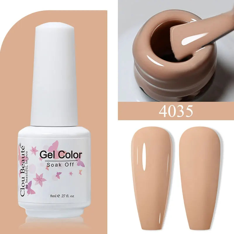 Clou Beaute 8ml Gel Polish Colorful Glitter UV Nail Gel Vernis Semi Permanent Glass Bottle Blue Green White Soak Off Gel Nail