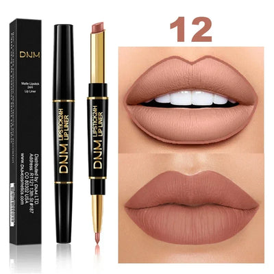 Double Ended Matte Lipstick Women Lip Liner 2 In 1 Makeup Matte Lipstick Durable Waterproof Nude Red Lipstick Lips Cosmetics