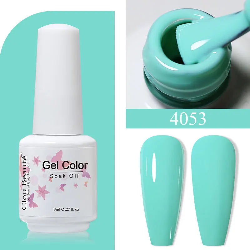 Clou Beaute 8ml Gel Polish Colorful Glitter UV Nail Gel Vernis Semi Permanent Glass Bottle Blue Green White Soak Off Gel Nail