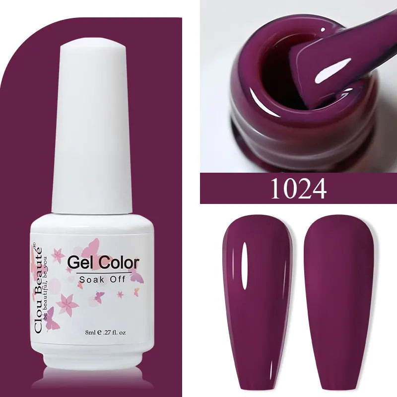 Clou Beaute 8ml Gel Polish Colorful Glitter UV Nail Gel Vernis Semi Permanent Glass Bottle Blue Green White Soak Off Gel Nail