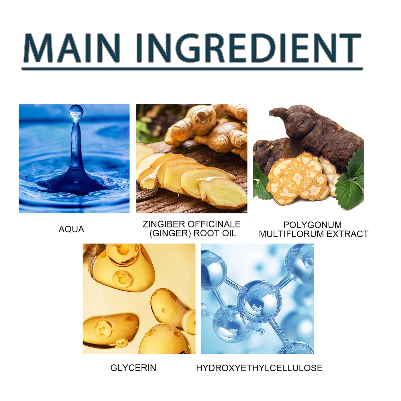 Natural Hair Care Essential Oil Ginger Polygonum Multiflorum Deep Nourish Thicken Soft Smooth Serum for Hair Beard Growing Care