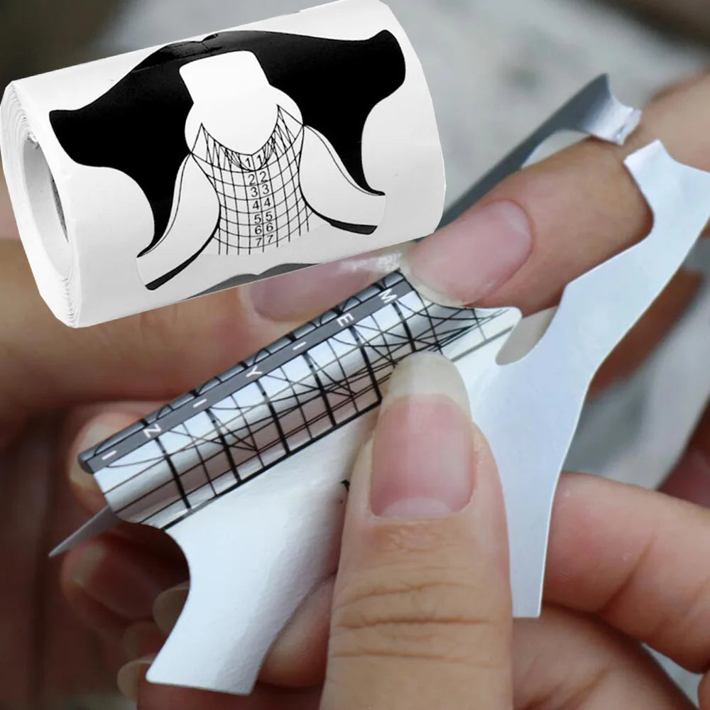 100pcs Nail Extension Guide Stickers French Nails Form Shaper Beginner DIY Acrylic/UV Gel/Poly Acrylic Gel Manicure Extension&*&