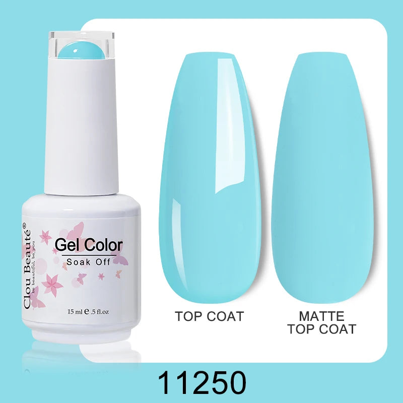 Clou Beaute Nail Gel Polish Kit 15ml Soak Off UVLED Nails Varnish Semi Permanent Nail Art Gels Lacquer Top Base Coat Gel Lacquer