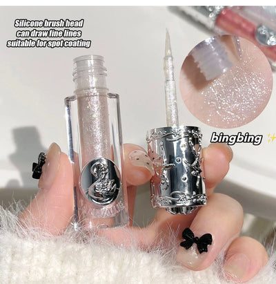 Silicone Brush Liquid Eyeshadow Pearlescent Shimmer Long Lasting Monochrome Pearly Fine Sparkling Sequins Eye Shadow Highlighter