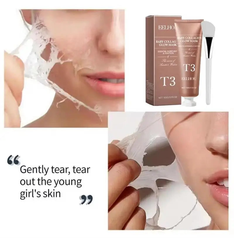 T3 Collagen Mask Peel Off Glowing Mask Lifting Firming Fade Fine Line Increase Elasticity Anti-Wrinkle Brighten Korean Skin Care