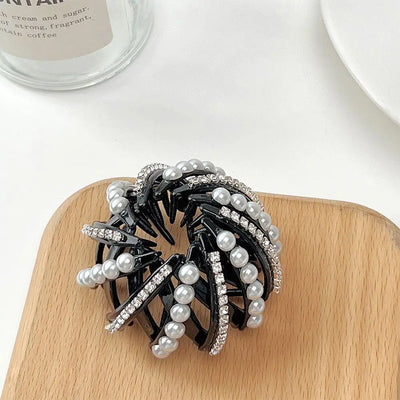 Women Bun Crystal Hair Claw Bird Nest Ponytail Buckle Ponytail  Holdedr Hair Clip DIY Bun Maker Female Hair Accessories