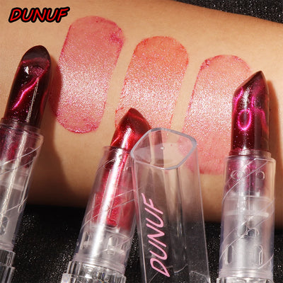 Moisturizing Cat Eye Lipstick Mirror Glitter Metallic Lipstick Diamond Pink Pearl Sparkling Lip Gloss Color Changing Lips Makeup