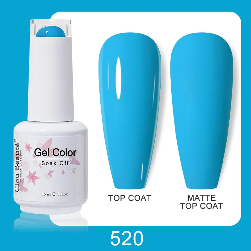 Clou Beaute Nail Gel Polish Kit 15ml Soak Off UVLED Nails Varnish Semi Permanent Nail Art Gels Lacquer Top Base Coat Gel Lacquer