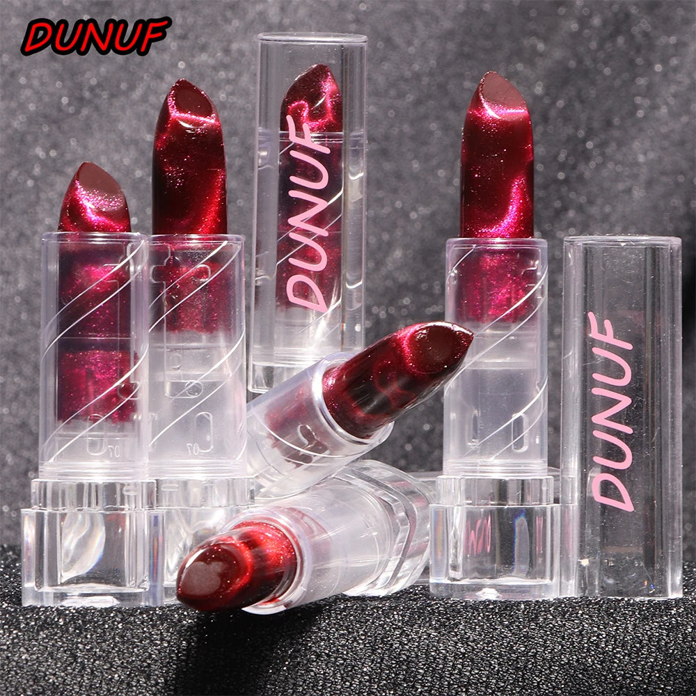 Moisturizing Cat Eye Lipstick Mirror Glitter Metallic Lipstick Diamond Pink Pearl Sparkling Lip Gloss Color Changing Lips Makeup