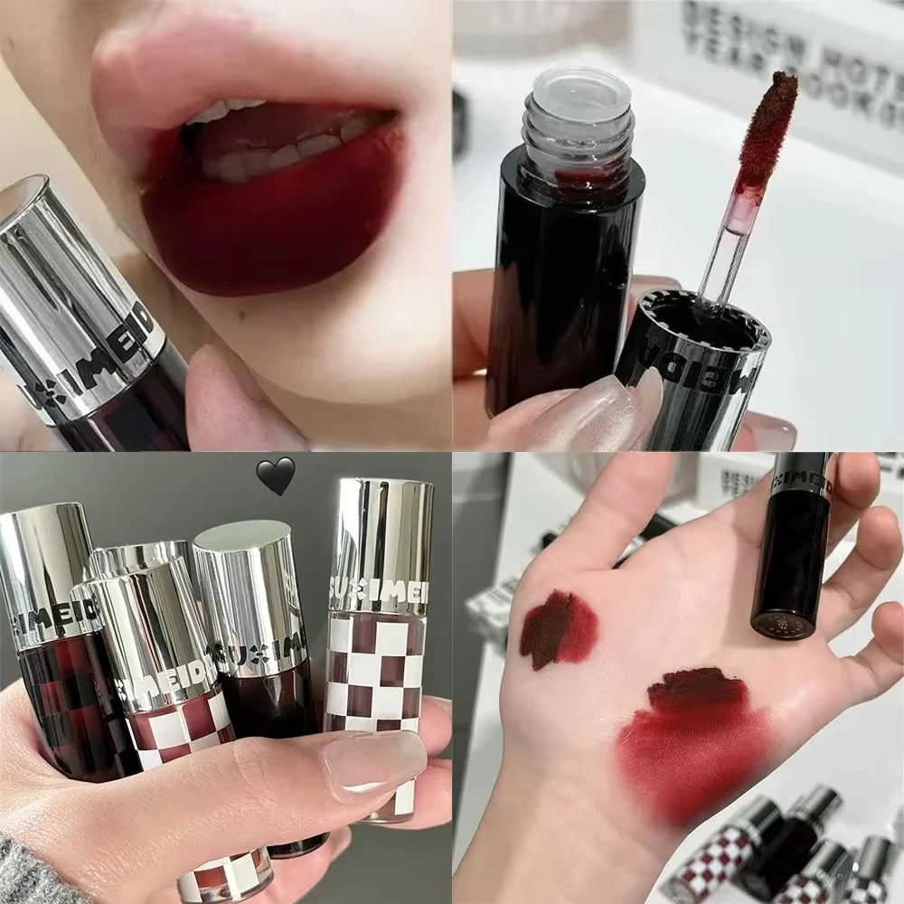 6 Color Punk Dark Red Lip Gloss Matte Lipstick Lasting Waterproof Smoky Dark Nude Purple Durable Natural Lip Tint Korea Makeup