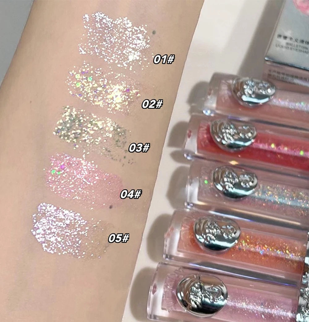 Silicone Brush Liquid Eyeshadow Pearlescent Shimmer Long Lasting Monochrome Pearly Fine Sparkling Sequins Eye Shadow Highlighter