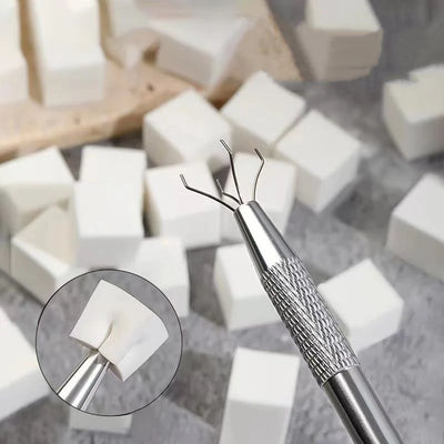 Mini Square Nail Art Sponge 4 Claws Metal Grabber Pen Nail Sponge Manicure Tools Gradient Brush Glitter Powder Dotting Pen