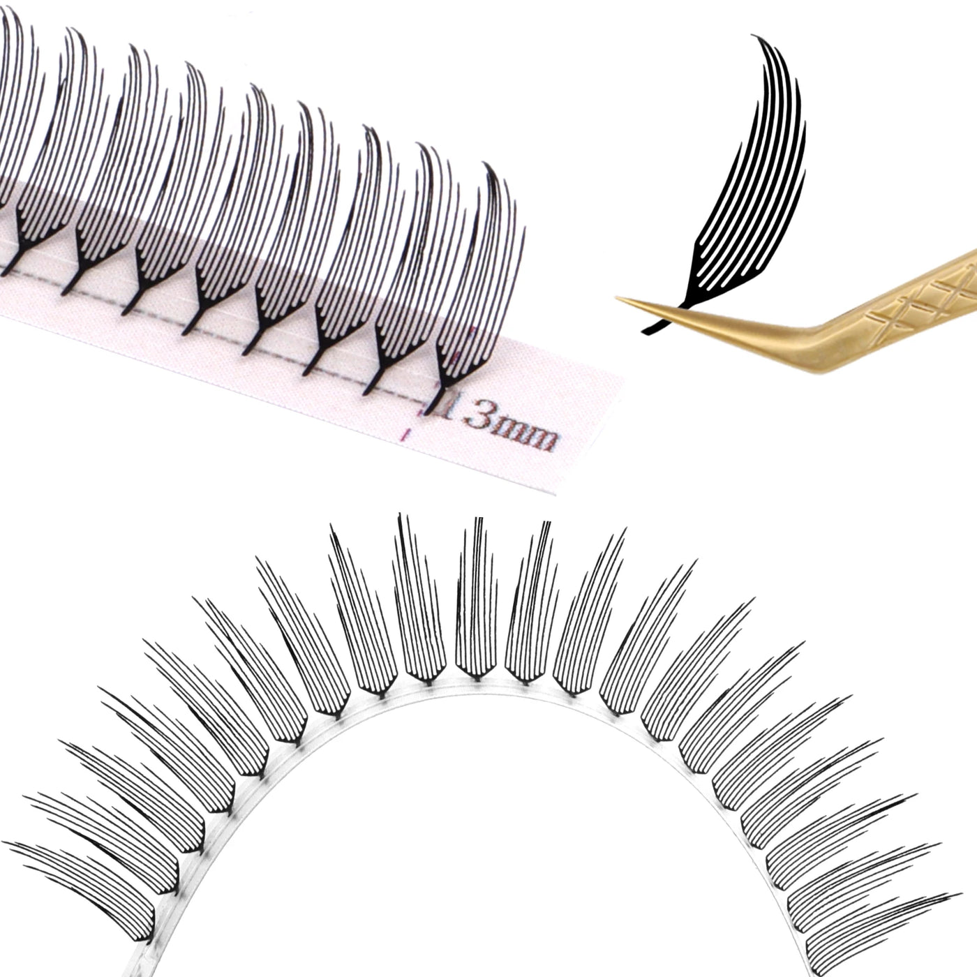 FADVAN D Curl Devil Comic Cartoon Spirit Style 8-14mm Heart Feather Spire Eyelash Extension Demon Tower Top 3D Light Lash