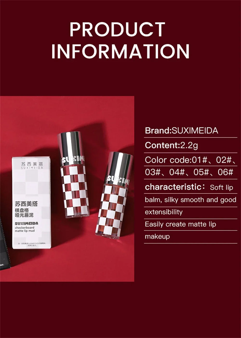 6 Color Punk Dark Red Lip Gloss Matte Lipstick Lasting Waterproof Smoky Dark Nude Purple Durable Natural Lip Tint Korea Makeup